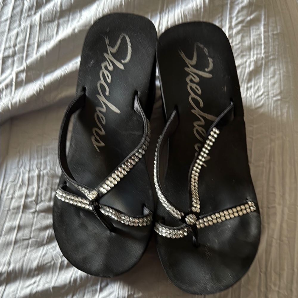 Skechers Black Rhinestone Sandals